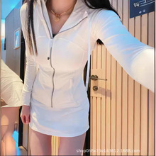 lulu同款DF瑜伽服女士运动修身显瘦夹克双面磨毛连秋季帽外套健身