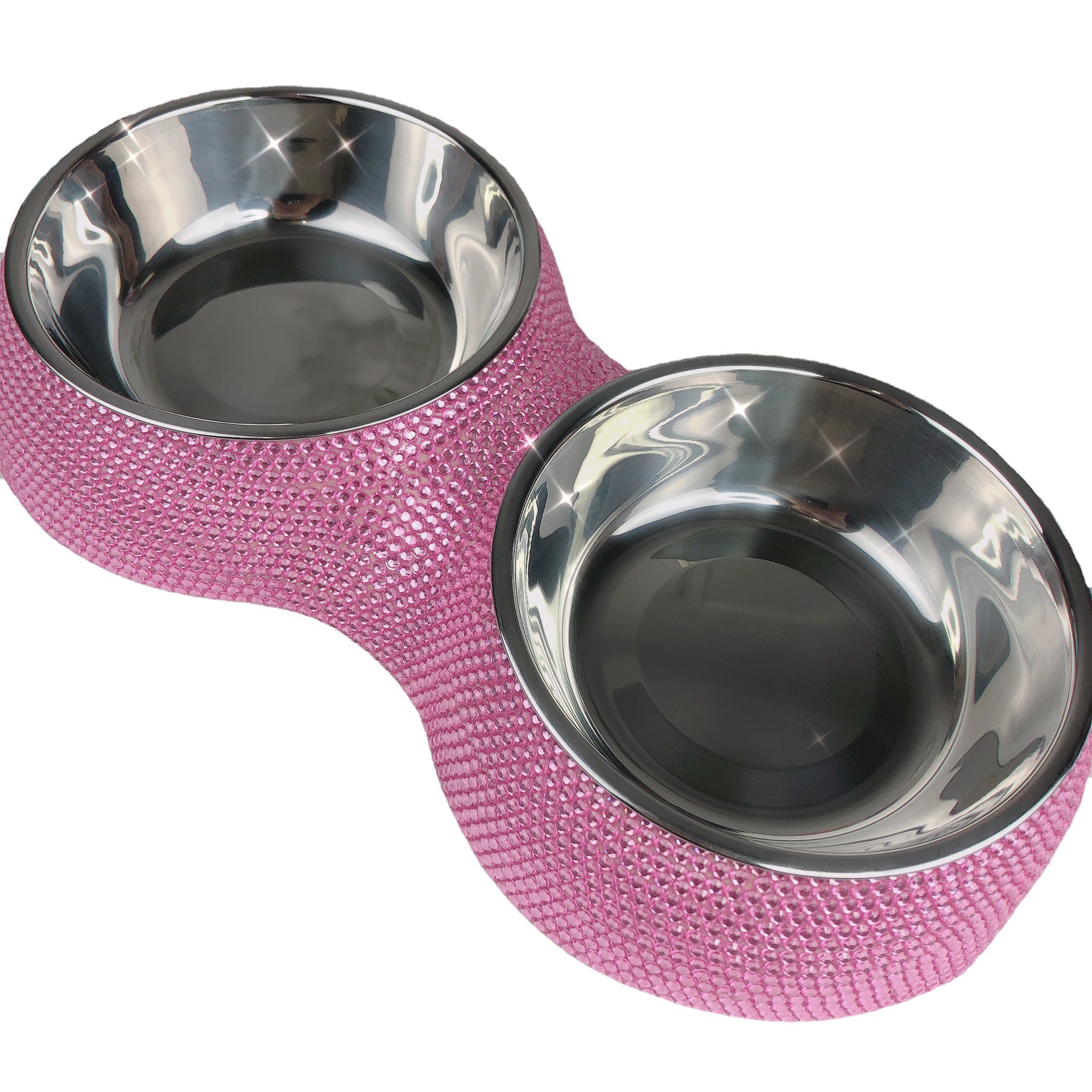 Tazón para mascotas de diamante transfronterizo de acero inoxidable extraíble de doble capa tazón de comida para mascotas