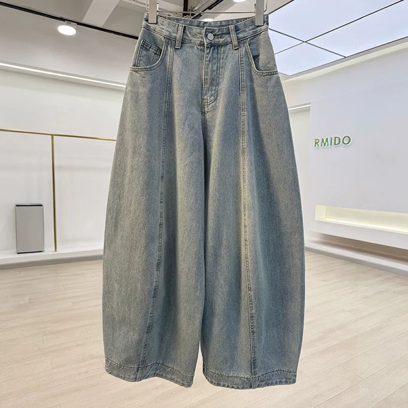 2026 New Style Relaxed Balloon Jeans for Women, Plus Size, Slimming, Pear-Shaped Body, High-Waisted, Curved Pants