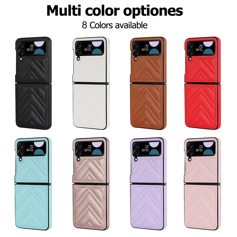 Galaxy Z Flip4 3 Chanel Style Mobile Phone Leather Case Women's Drop-resistant Suitable for fold 5 Mobile Phone Case Protective Case