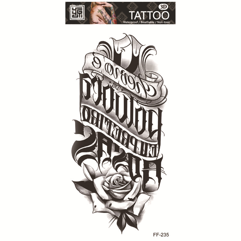 Yuanhua fábrica de pegatinas de tatuaje a prueba de agua en stock al por mayor cabeza de Lobo tótem texto árabe tatuaje pegatinas suministro transfronterizo