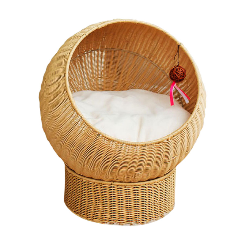 Four Seasons universal semi-cerrado mascota nido gato hamaca tejida gato cálido Nido Villa gato jaula Ratán tejido gato nido