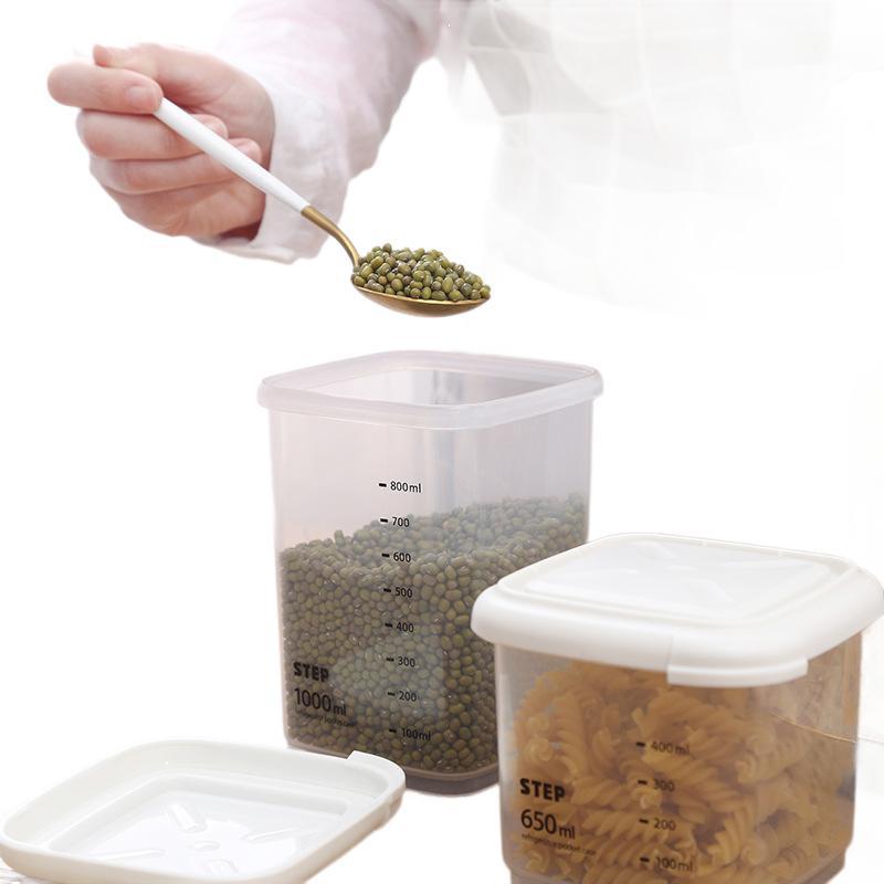 La cocina importada de Corea de Corea a prueba de humedad, caja de almacenamiento de alimentos de plástico, granos, frutas secas, galletas, tanques de almacenamiento.