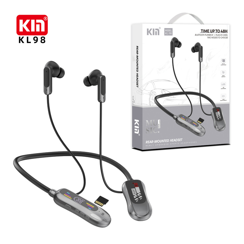 Kin-Kl98 Cross-Border New High-Looking Bluetooth Headset with Ultra-Clear Sound Quality, Plug-In Card, Ultra-Long Battery Life, Hanging Neck Type