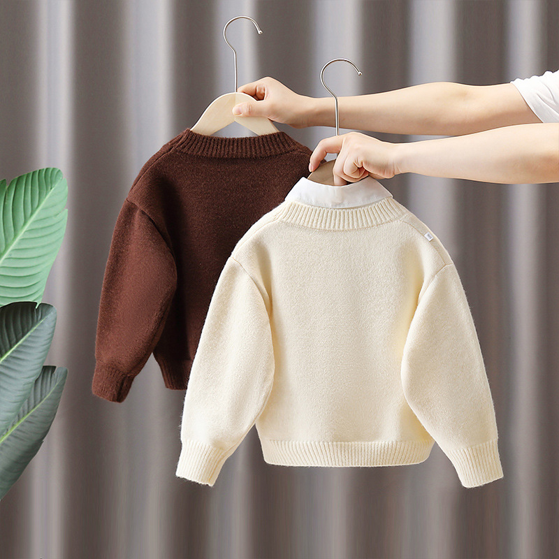 6509 suéter con letras para niños modelos de otoño e invierno 2025 nuevo suéter de fondo casual de finales de otoño para niños tops de otoño