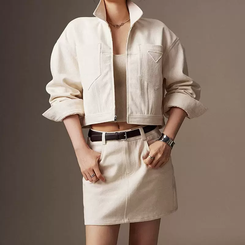 Lilylik报恩白牛系列"原色高支棉纱 意式缸染制时髦牛仔套装