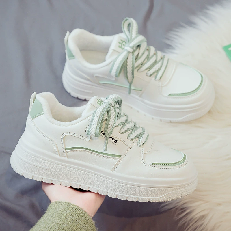 Winter warm white shoes, universal sports footwear, sneakers