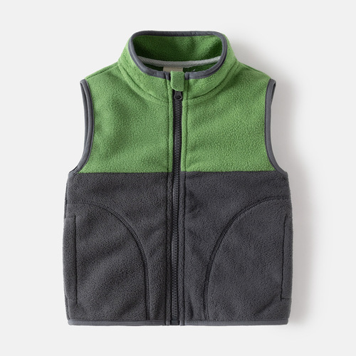 Children's vest spring and autumn style outer wear vest for boys and girls, polar fleece vest, warm kindergarten clothes for men and women