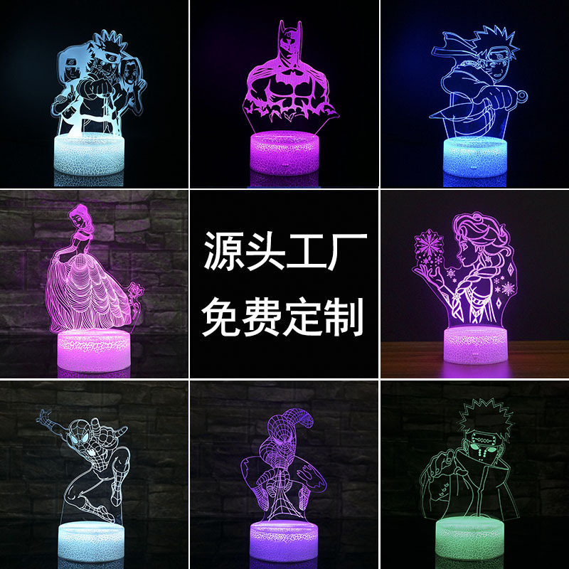 Amazon's Popular 3D Table Lamp, Acrylic Atmosphere Lamp, Snow White, Spider-Man, Ninja, Batman, Birthday Gift Amazon's Popular 3D Table Lamp, Acrylic Atmosphere Lamp, Snow White, Spider-Man, Ninja, Batman, Birthday Gift