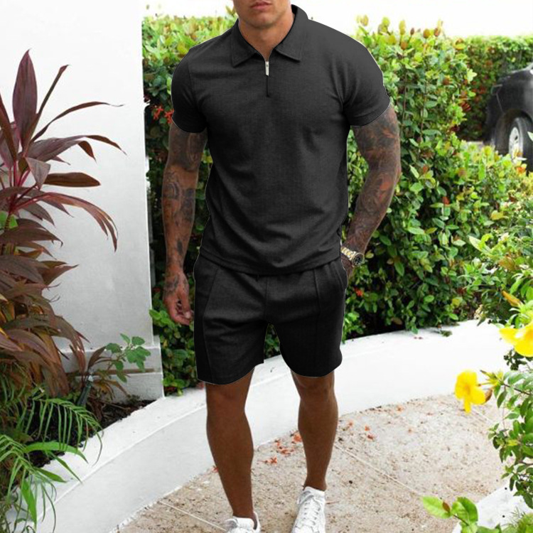 2 Pieces Set Quantity Casual Occasion Round Neck Neckline Men's Solid Color Shorts Sets Men's Clothing