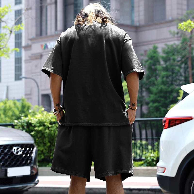 420g Weight Short Sleeve Sleeve Length Polyester Fabric Type Shorts Sets Sets Type Casual Occasion Round Neck Neckline Regular Fit Fit Type Solid Color Pattern Summer, Spring Season Men's Gender Hip-Hop Style Men's Solid Color Hip-Hop Round Neck Short Sleeve Regular Fit Men's Sets 19