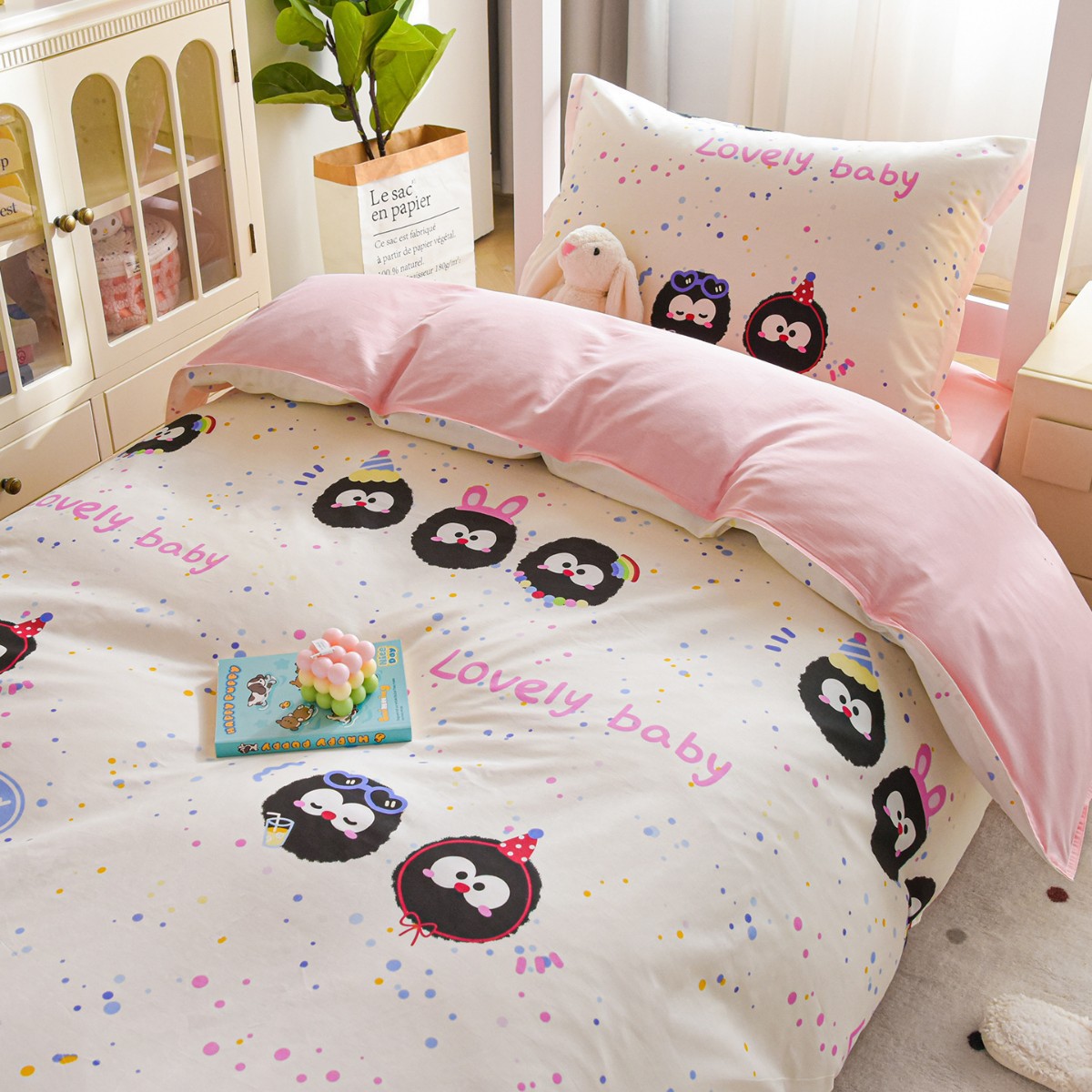 Juego de cama de dormitorio femenino de tres piezas para estudiantes universitarios Sombrilla de cama de algodón puro Sábana individual Funda de edredón Juego de cama de cuatro piezas de seis