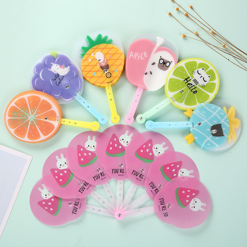 Factory direct selling fruit fan wholesale summer cartoon fruit folding fan children primary school students reward small gifts