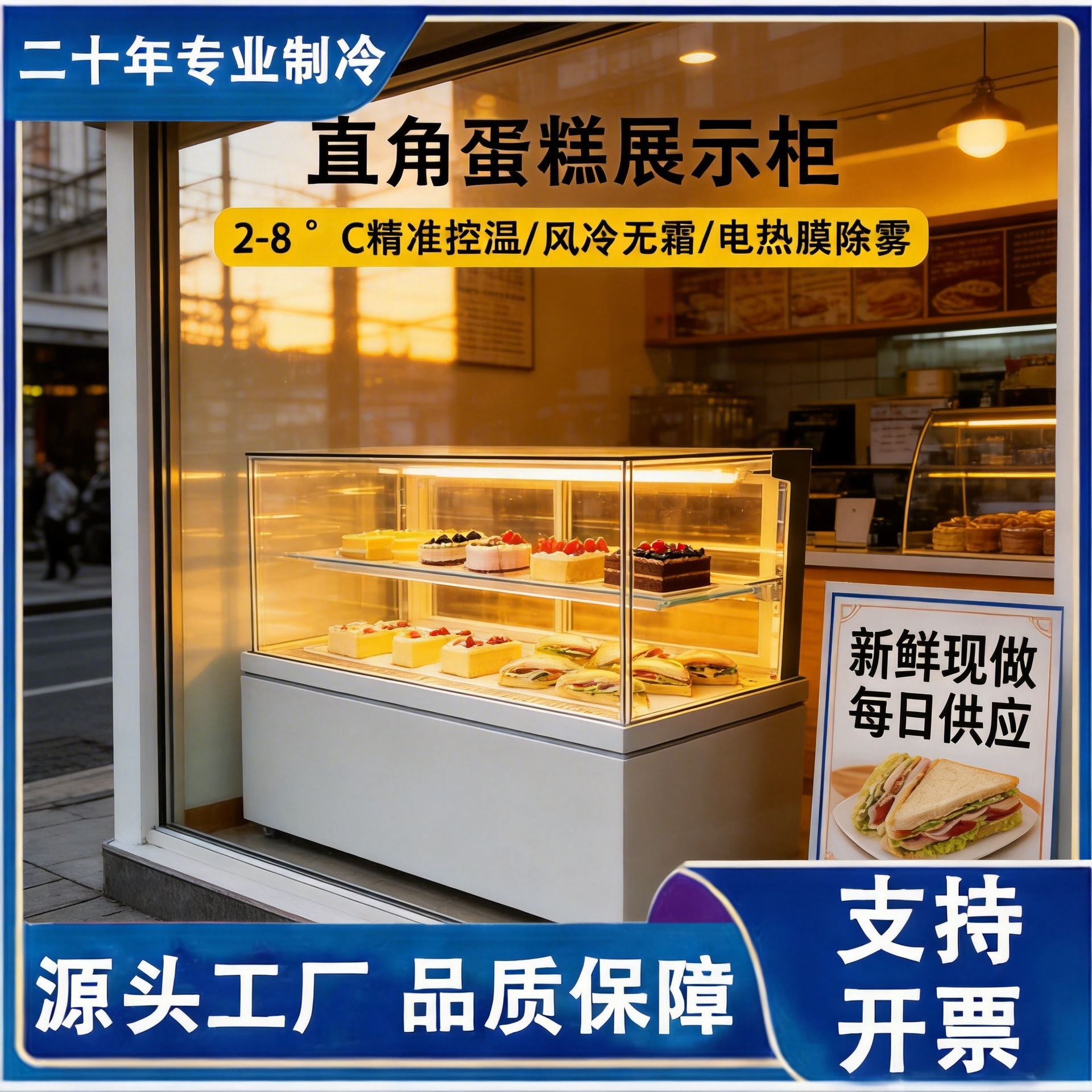 Cross-Border Export Cake Display Cabinet Commercial Horizontal Two-Layer Dish Dessert Deli Refrigerated Storage Cabinet Factory Direct Sale