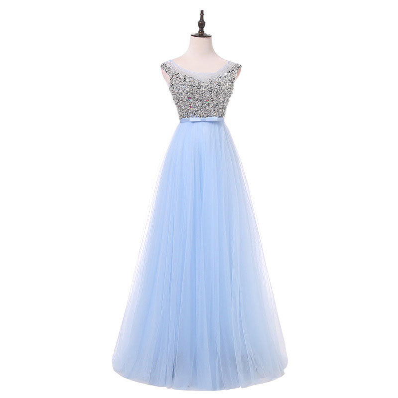 Comercio exterior de Europa y América Amazon AliExpress deseo vestido de noche de las mujeres vestido de novia con cuentas vestido de banquete sin mangas de la industria pesada