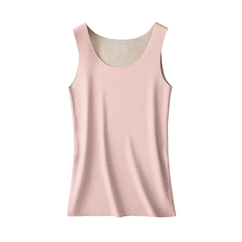 Lana de seda otoño e invierno para mujer chaleco cálido color sólido más terciopelo grueso almacenamiento de calor color sólido fondo sin costuras punto rápido