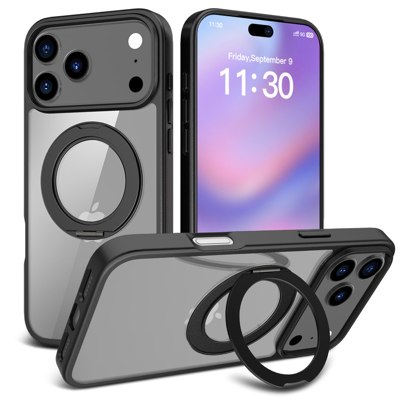 适用iPhone17promax磁吸磨砂透明16plus苹果带旋转隐形支架手机壳|undefined