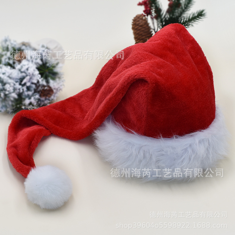 2025圣诞节装饰品红色蓝色黑色粉色圣诞树成人儿童长毛绒圣诞帽|undefined