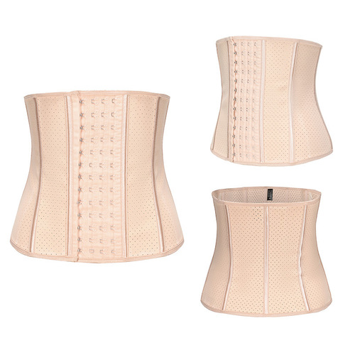 Cross-border latex girdle postpartum 9 steel bone breathable strong abdominal control body shaping rubber girdle 4 rows 13 buckles