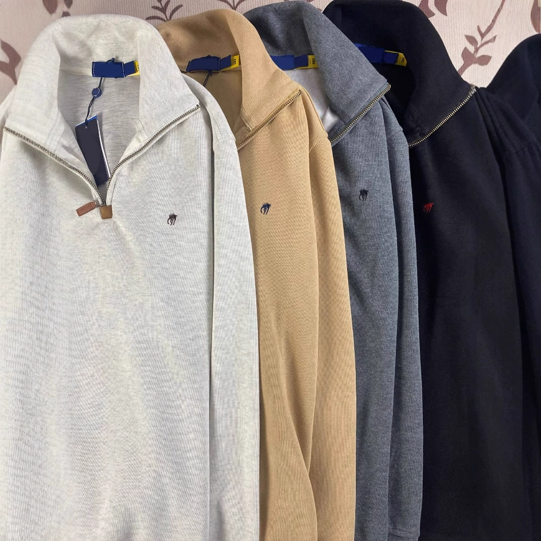 RL Rolf пони со стандартным полузастежкой-молнией отворот свободного американского ретро пара свитер женщина с длинными рукавами свитер мужская поло