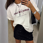 美式简约设计感字母印花短袖T恤慵懒风白色百搭宽松百搭上衣潮ins