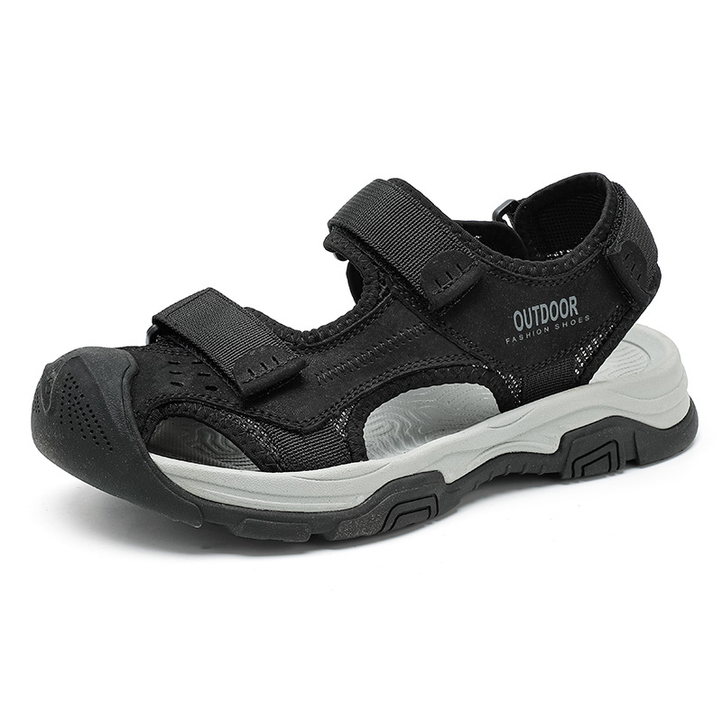 2026 verano al aire libre sandalias de cabeza de nuevo zapato de playa de suela gruesa hueco ventilado secado rápido velcro zapatos casuales para hombres