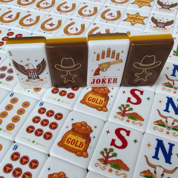 New Western Cowboy-themed American Mahjong Set, a popular cross-border product for the holidays, and a high-end brown mahjong set