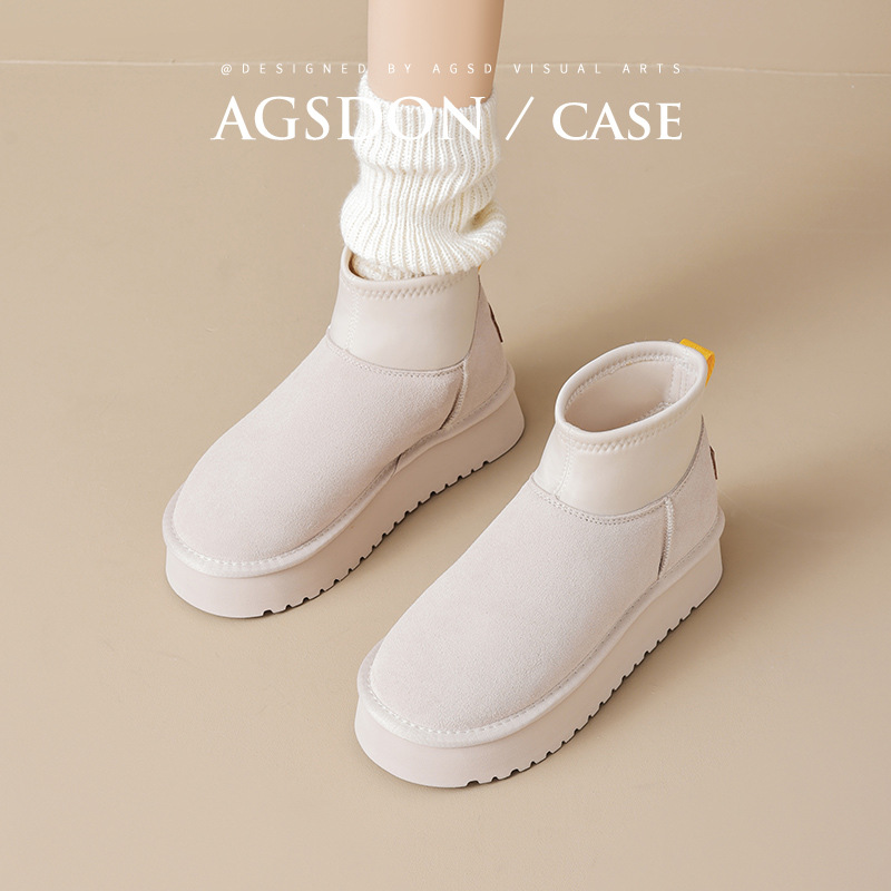 Botas de nieve para mujeres 2025 nuevas botas cortas de invierno de terciopelo gruesas, zapatos casuales de algodón de suela alta