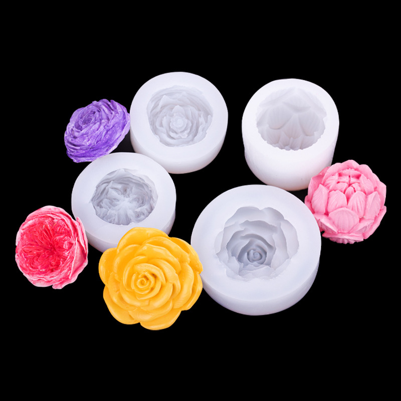 Simulación tridimensional flor molde de silicona creativo hecho a mano jabón aromaterapia vela molde accesorios para hornear