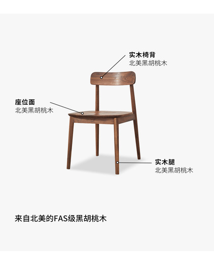 North American Black Walnut Wood Dining Chair Solid Wood Dining Chair Nordic Japanese Small House Plan Dining Furniture Modern Minimalist