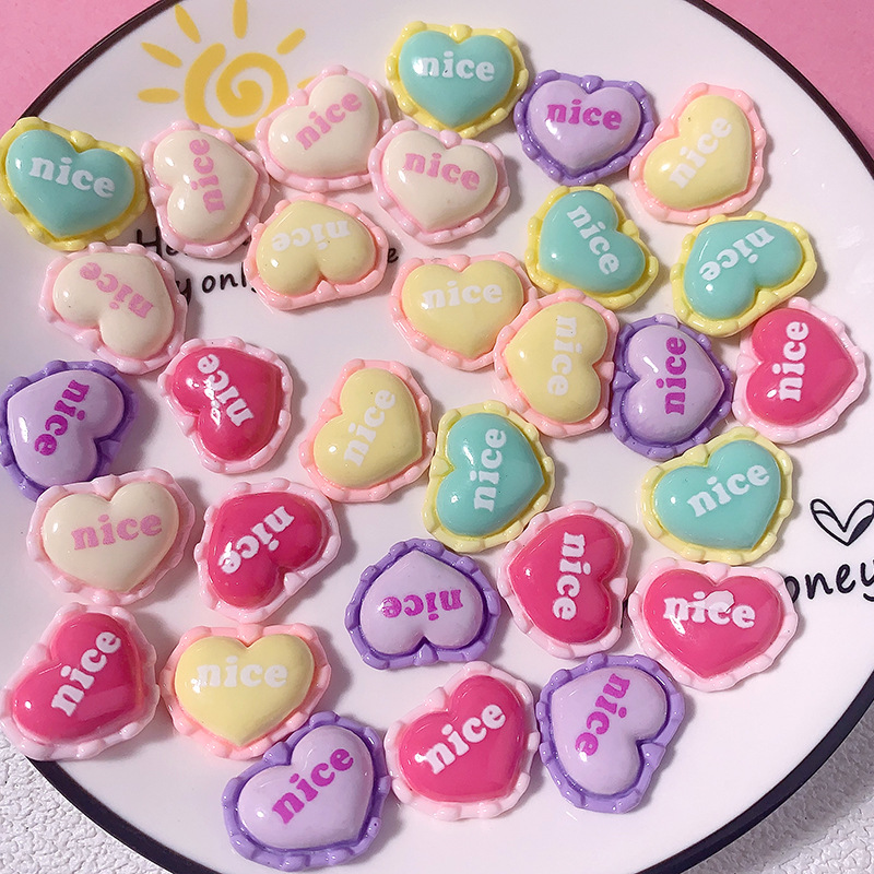Creativo lindo lindo amor accesorios de resina hecha a mano crema pegamento clip de pelo DIY joyería caso de teléfono móvil material hebilla de zapatos