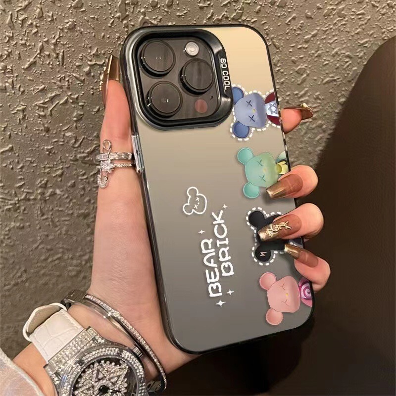 Imd Silver Color Suitable for Apple 16E Phone Case iPhone 17 Cartoon Hard Case 13 Electroplated Buttons 12 Trendy Internet Celebrity Case