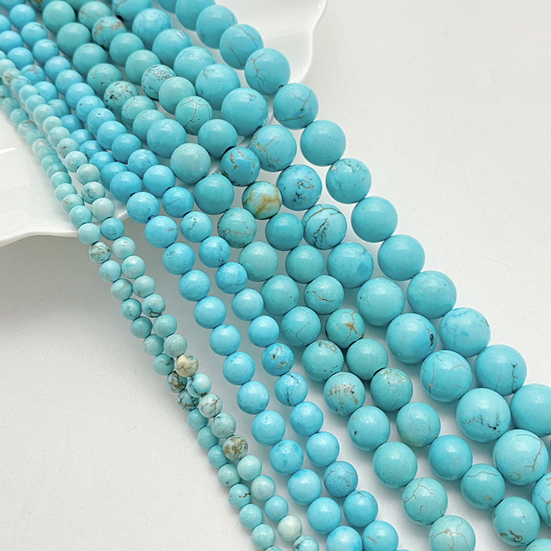 Organic turquoise round beads handmade