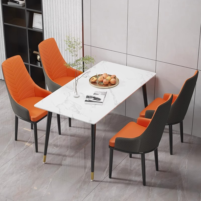 Silla de comedor nórdica italiana de lujo ligera silla de maquillaje de cuero restaurante hotel respaldo taburete silla de mesa de comedor cómoda