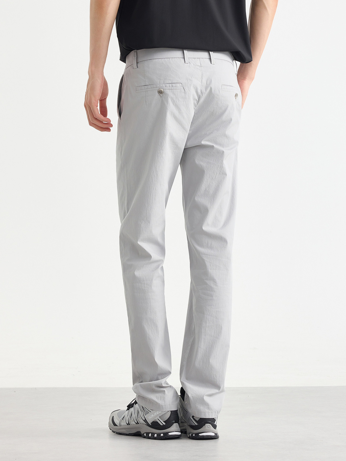 Quần dài nam ống thẳng nhỏ công sở chất liệu cotton pha linen kiểu mới — đen