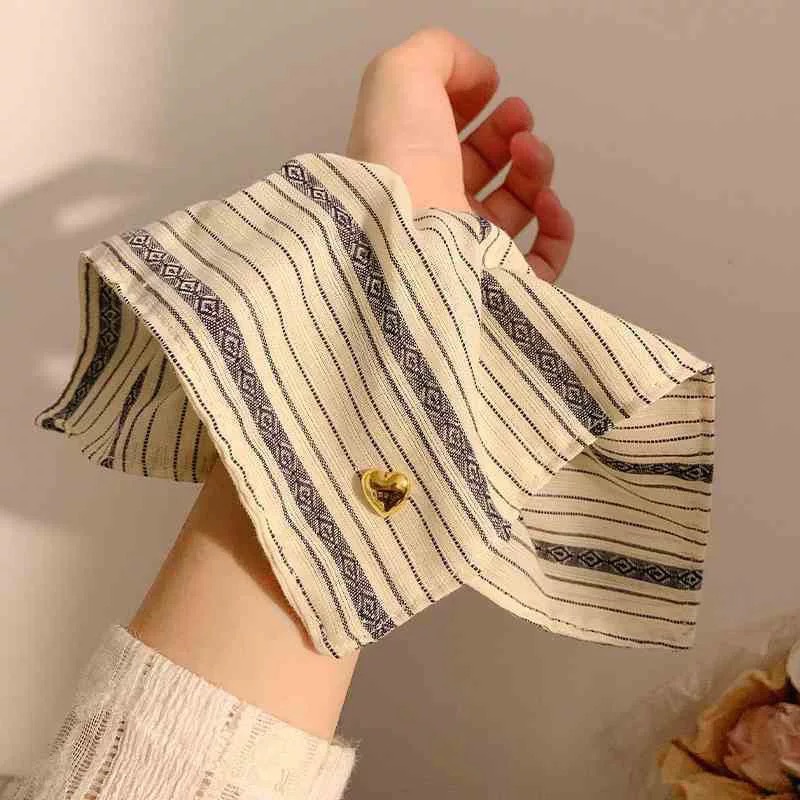22# beige rhombus striped gold love square scarf about 22cm
