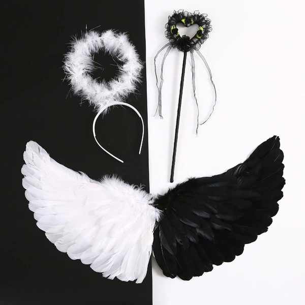Small black and white wing angel three -piece set 1