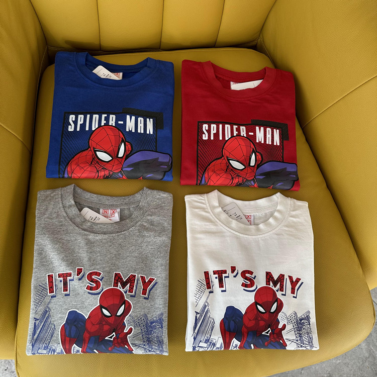 2024 Spring New Arrival Export Spider Series Patchwork Sleeve Faux Two-Piece Children's Wear Base Layer Casual Long-Sleeved Shirt