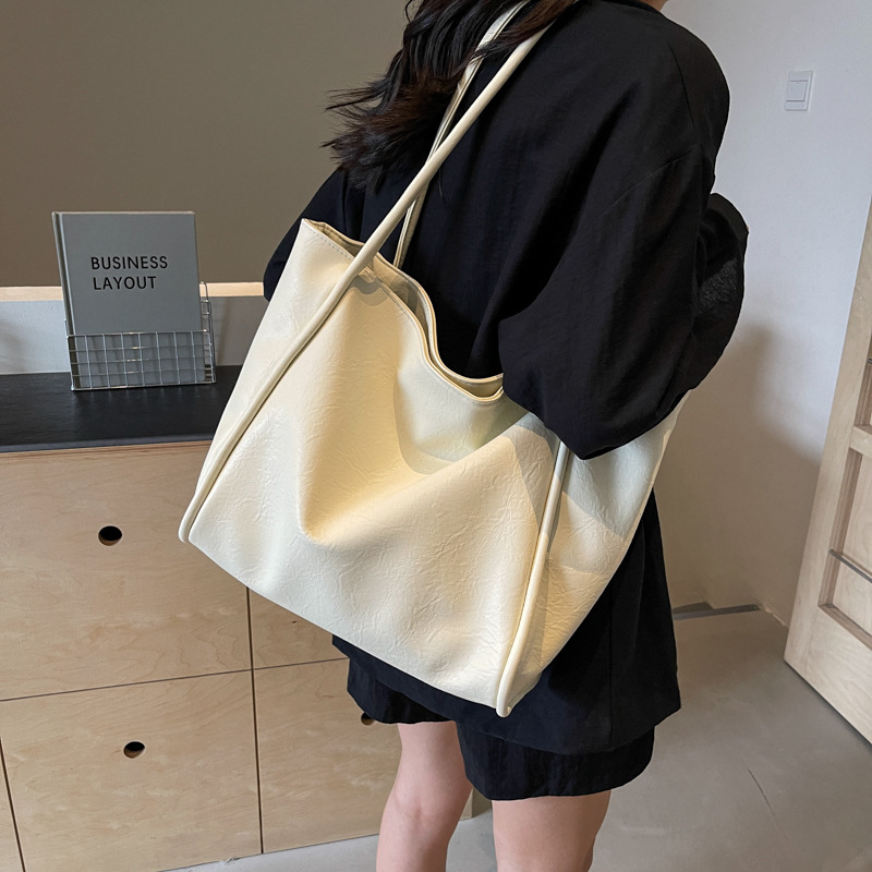 Textured Laptop Shoulder Handbag Large Capacity Versatile Tote Bag_voghion.com