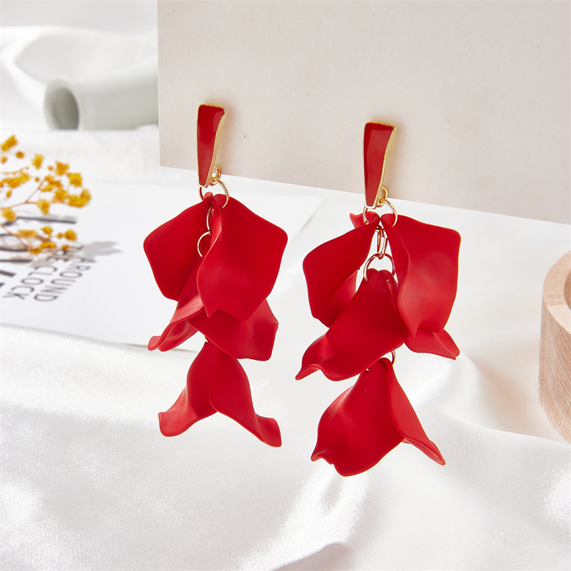 Street Occasion Acrylic Material 1 Pair Fashion Leaf Plating Arylic Drop Earrings