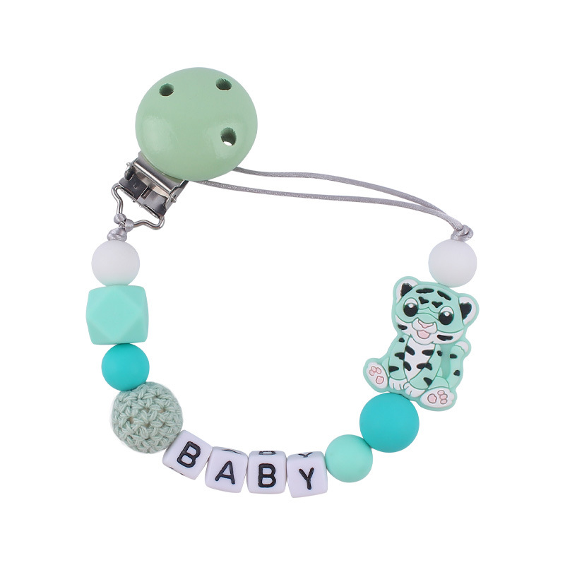 Nuevo bebé suministros de dibujos animados animal Tigre chupete cadena calmante bebé mordedura de silicona cadena molar cadena anti-caída