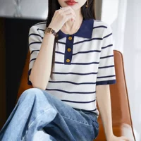 Summer polo, T-shirt, with short sleeve, plus size, western style