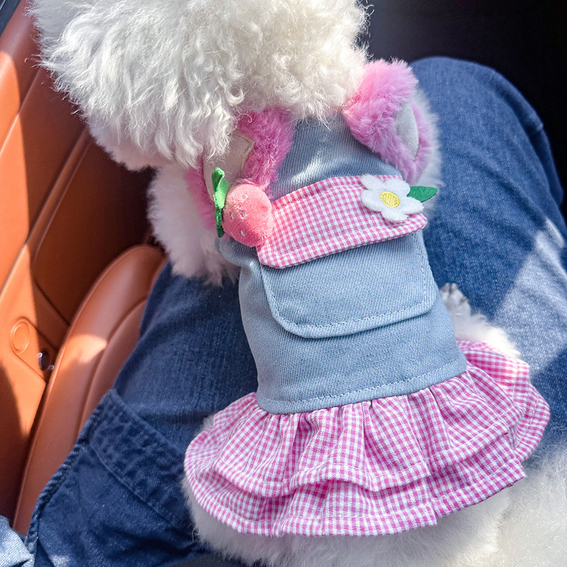 スポットクロスボーダー人気ペット子犬猫服ソース工場直販春夏新作ホットガールデニムスカート|undefined