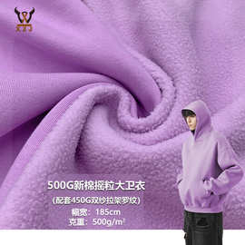 500G新棉摇粒大卫衣涤棉粒粒绒布料秋冬加厚卫衣卫裤外套时装面料