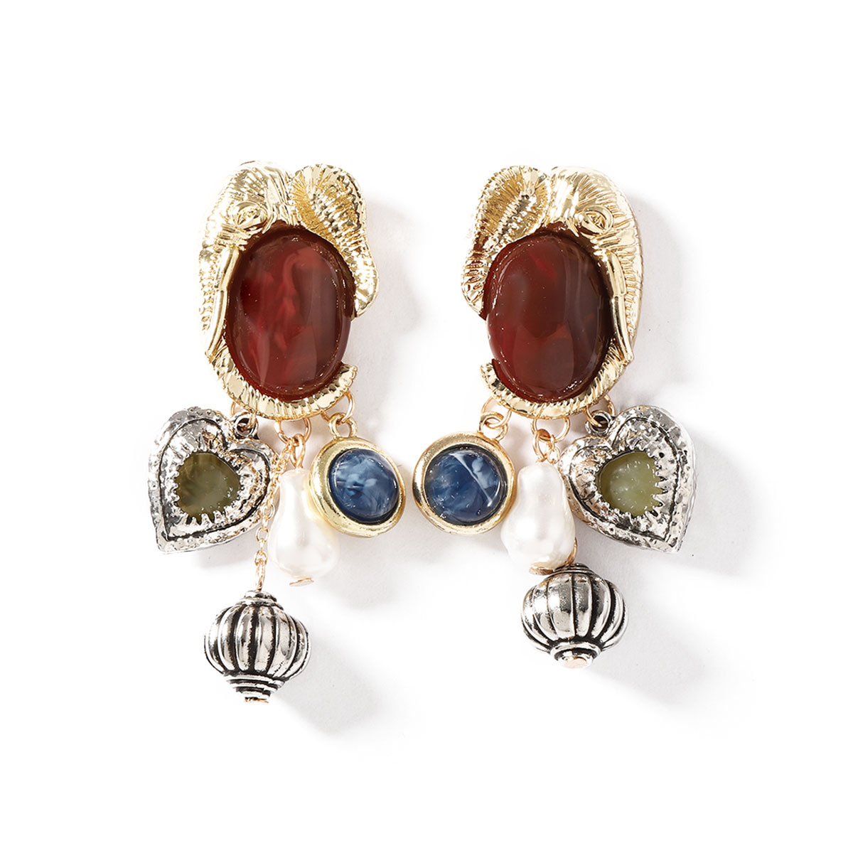 Pearl Gemstone Animal Drop Earrings Vintage Style Jewelry_voghion.com
