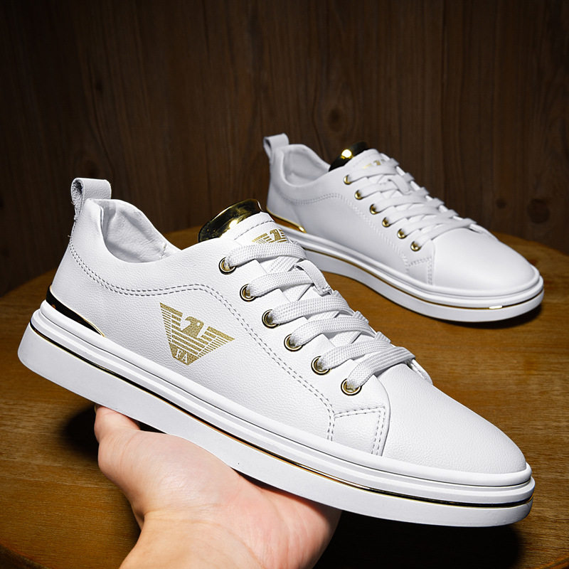 Giày sneaker nam da thật thoáng khí, đế bệt cổ thấp, dáng thời trang — FA2800 màu trắng, FA2800 màu đen, K2800 trắng, K2800 đen