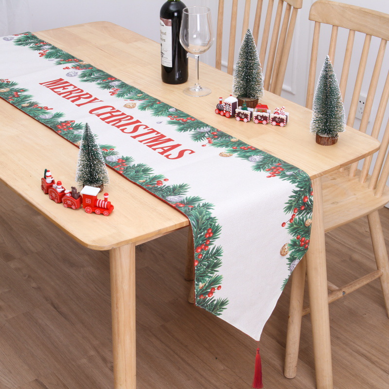 Nuevas banderas de mesa de Navidad transfronterizas de doble capa de algodón y lino impresión creativa de muñeco de nieve almohadilla de mesa atmósfera de decoración de Navidad