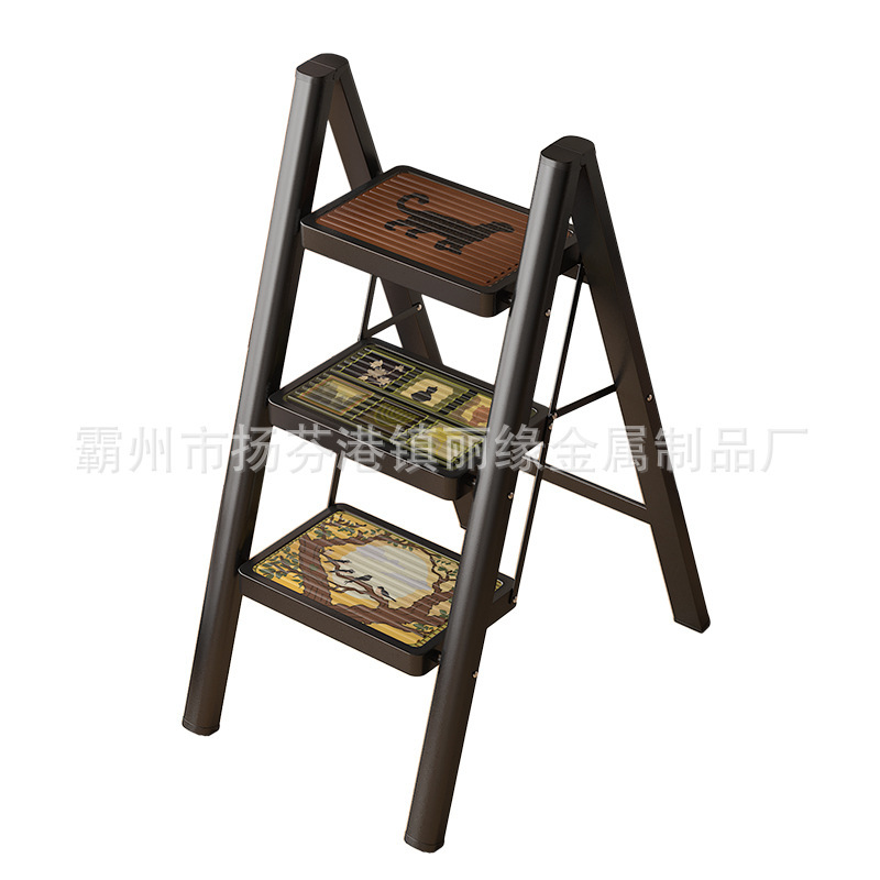 中古风家用梯子可折叠加厚人字梯批发多种功能复古室内登高家用梯|undefined