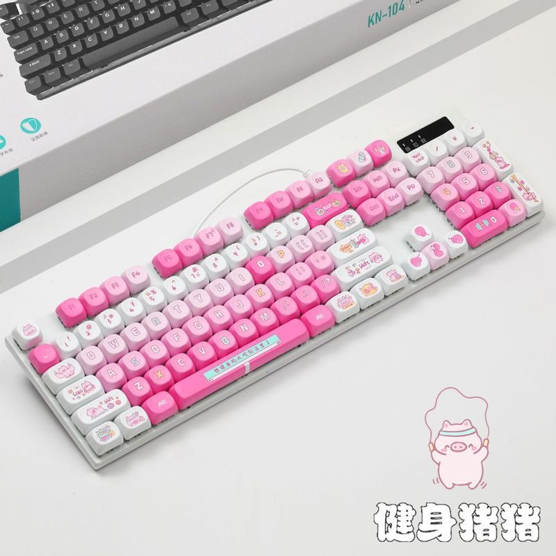 カスタマイズされた 104 キー有線メカニカルキーボード白色光 PBT テーマキーキャップホットスワップ可能な緑茶軸オフィスゲーム|undefined