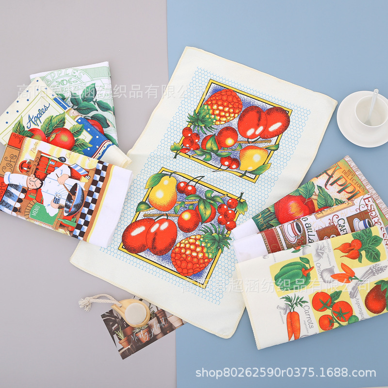 Foreign Trade Microfiber Tea Towel Digital Printing Absorbent Quick-Drying Kitchen Towel Custom Wholesale Tea Set Foreign Trade Microfiber Tea Towel Digital Printing Absorbent Quick-Drying Kitchen Towel Custom Wholesale Tea Set
